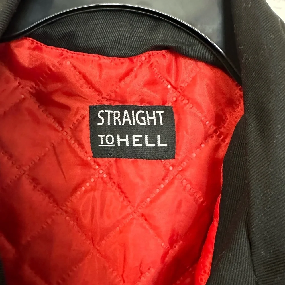 Straight to Hell Black Moto Jacket with Red Lining